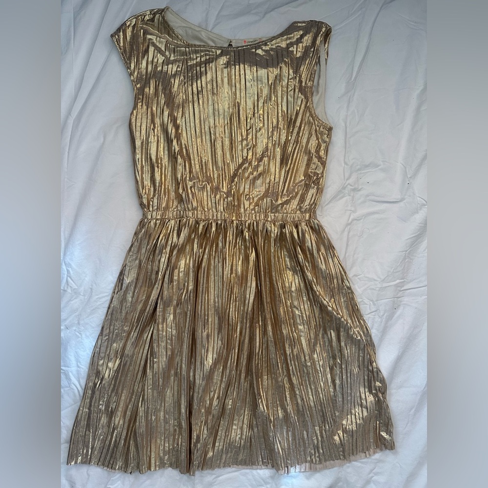 Crewcuts Gold Metallic Pleated Dress- sz 16